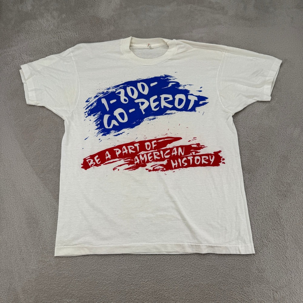 VTG 80s Screen Stars Best Ross Perot Presidential Campaign Shirt Mens XL White